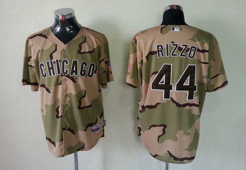 Cubs #44 Anthony Rizzo Camo Commemorative Military Day Cool Base Stitched MLB Jersey - Click Image to Close
